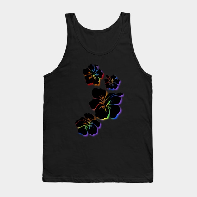 Hibiscus black with rainbow accents Tank Top by Danispolez_illustrations